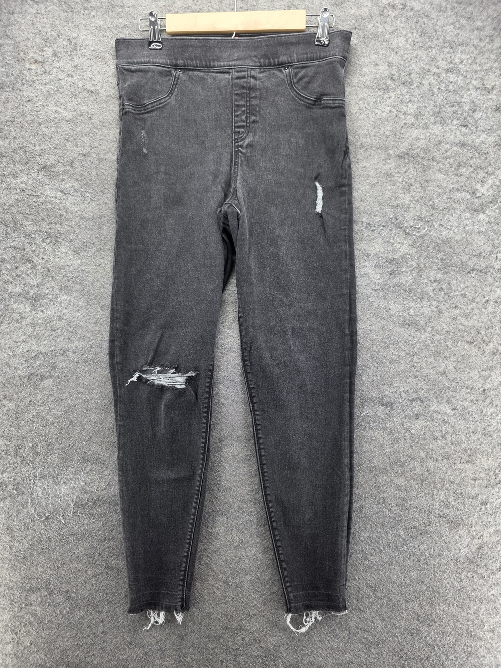 Spanx Jeans Womens L Gray Jegging High Rise Skinny Distressed Stretch 27.5 In